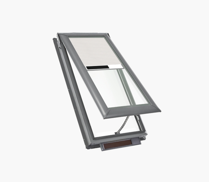 VELUX Solar Powered Fresh Air Skylight System — opens with remote and solar-charged battery